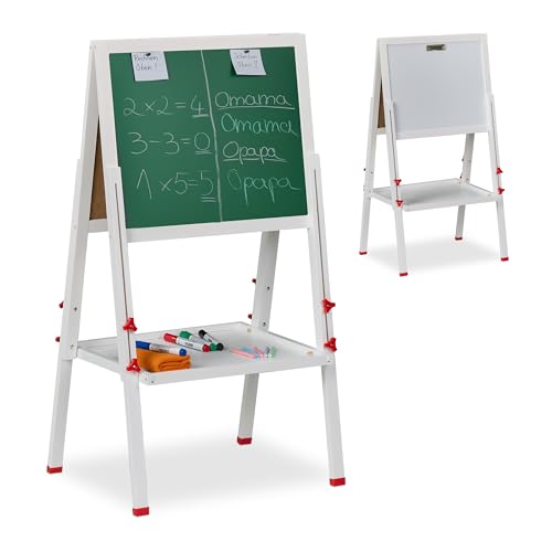 Relaxdays Kinderstandtafel, magnetische Spieltafel, höhenverstellbar,...