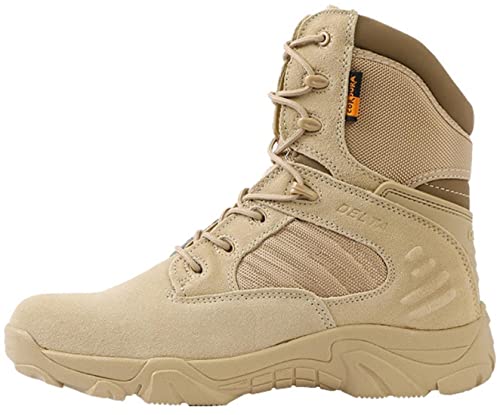 Men's Lace-Up&Side Zipper Mid Calf Combat Boots MilitaryTactical Boots Desert Boots Hiking Boots3