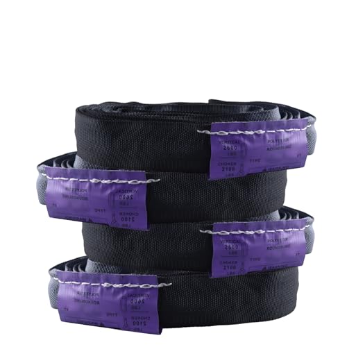 Black Spanset Polyester Round Sling -2,600 lb. Vertical Capacity, 5,200 lbs Basket - Heavy Duty Lifting Strap for Aerial Circus or Strage Use 2 Pack (Puple -Vertical Capacity 2,600 lbs, 2FT)