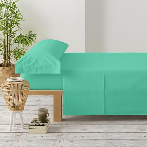 Degrees home Premium – Set Lenzuola Una Piazza e Mezza 105x190 3 Pezzi – Lenzuolo con Angoli, Piatto, 1 Federa 105x45, Verde
