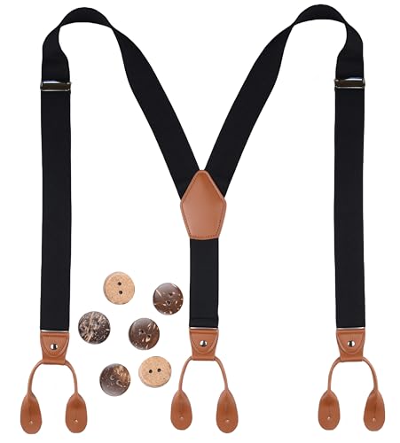 Image of Suspenders for Men Button End Adjustable Y-Back Elastic 47 Inches