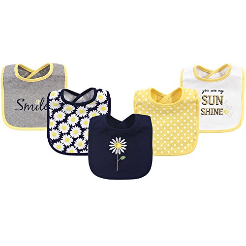 Image of Hudson Baby Unisex Baby Cotton Bibs, Daisy, One Size