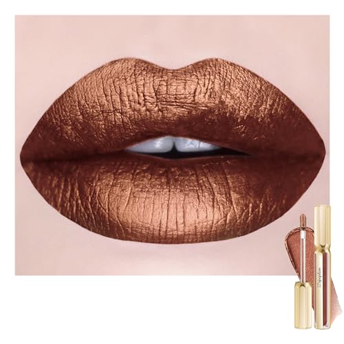 Image of Dark Brown Lipsticks for Women Metallic Glitter Long Lasting Lipstick