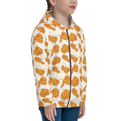 Crispy Fried Chicken Kids Pullover Hoodies Boys Zip Up Sweatshirts Girls Athletic Clothes with Pocket4
