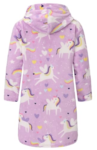 Image of Kids Hooded Bathrobe Girls Soft Plush Hooded Flannel Pajamas Sleepwear Boys Spa Robe