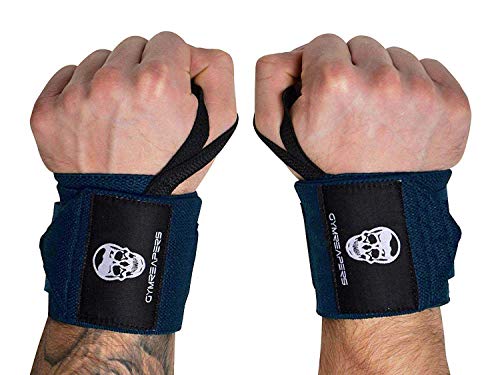 Gymreapers GR-WRISTWRAPS-NAVY Weightlifting Wrist Wraps (Competition Grade) 18 Inch Professional Quality Wrist Support With Heavy Duty Thumb Loop - Best Wrap For Powerlifting, Strength Training cover