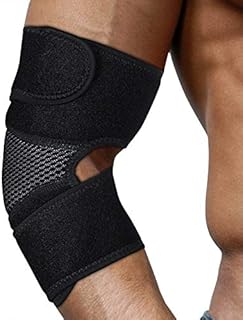 Sansoak Adjustable Elbow Brace Compression Elastic Support Tendonitis, Tennis and Golfers Elbow Treatment, Arthritis, Workouts, Weightlifting  Reduce Elbow Pain (1 Pack)