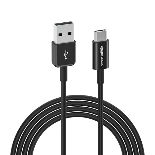 Amazon Basics USB-C to USB-A 2.0 Fast Charger Cable, 480Mbps Speed, USB-IF Certified, for Apple iPhone 16/15, iPad, Samsung Galaxy, Tablets, Laptops, 1,8 m, Black