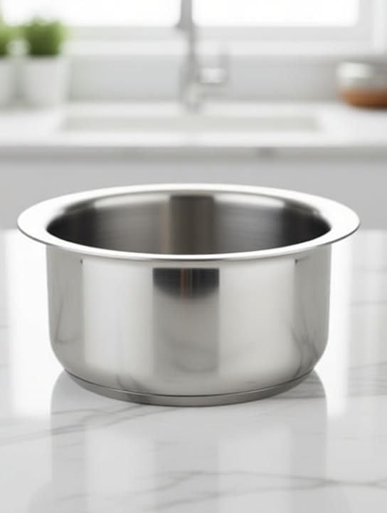 Image of Bhalaria Triply Stainless Steel Tope Flat Bottom 10 | 1L Capacity | 2X Faster Heating | Easy to Clean | Less Oil Use | 100% Food Safe|No PFOA & PTFE|Gas & Induction Compatible Durable Cookware