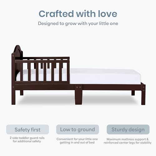 Image of Dream On Me Sydney Toddler Bed in Espresso, Greenguard Gold Certified, BSA Certified, Low To Floor Design, Non-Toxic Finish, Safety Rails, Made Of Pinewood