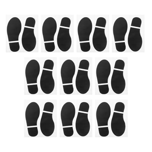FRCOLOR Autocollants Empreintes de Pas Sol en Pvc 10 Paires 20×7 Cm Noir, Décoration Adhésive pour Salle de Classe et Chambre, Autocollants pour Pieds Sol,...