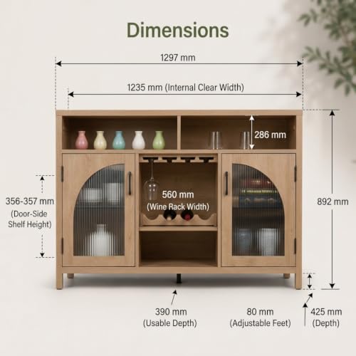 51" Buffet Cabinet with Storage, Large Kitchen Storage Cabinets - Image 2