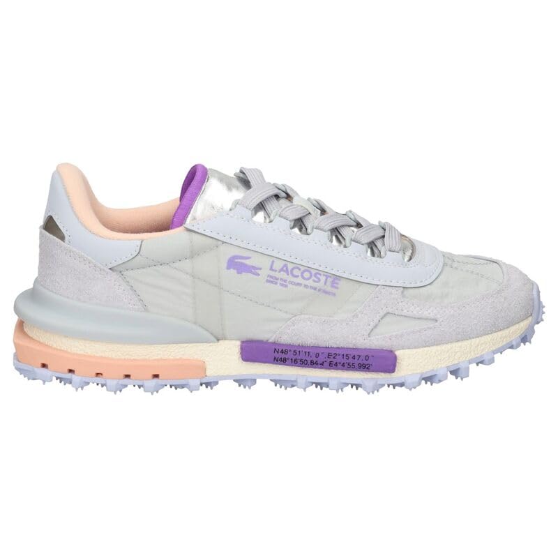 Lacoste Elite Active Bright Chaussures de loisirs pour femme en nylon et daim Gris violet Léger Style de course rétro, gris clair, argent, violet, rose,...