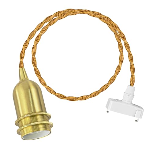 FSLiving E26真鍮ソケット 銅製ペンダントライト 引っ掛け式 シーリングライト インテリア照明 かわいい 吊り下げライト ダクトレールライト ライティングレールライト キッチン 新居 新生活 電気 ライトソケット トイレ照明 カフェー ゴールドコ