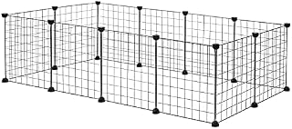 EUGAD Rabbit Run Playpen for Bunny Puppy Kitten Enclosure Exercise Fence DIY Black 12 Panels (35x35cm/Panel) 145x75x35cm