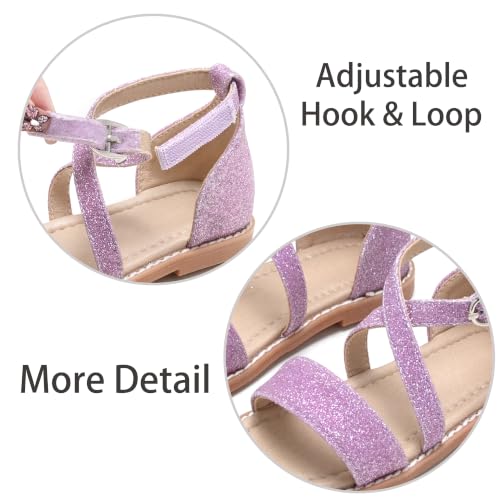Image of ESTINE Toddler /Little Kid Girls Dress Cross Strappy Open Toe Sandals Princess Flats Summer Flower Girl Shoes