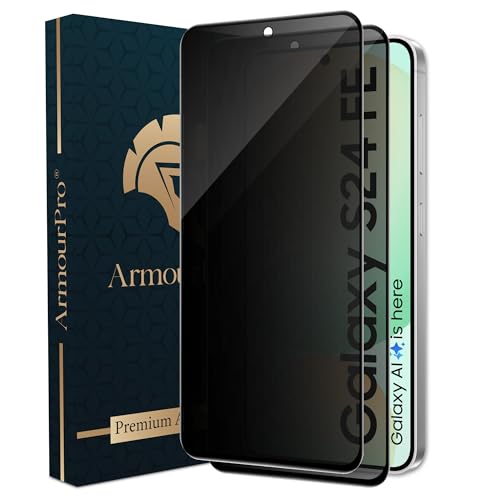 Image of ArmourPro Anti-Spy Privacy Tempered Glass for Samsung Galaxy S24 FE 5G / Samsung A36 and A56 - Anti Peeping Screen Protector, Edge to Edge Full Coverage, 9H Hardness, Easy Installation Kit | Pack of 2