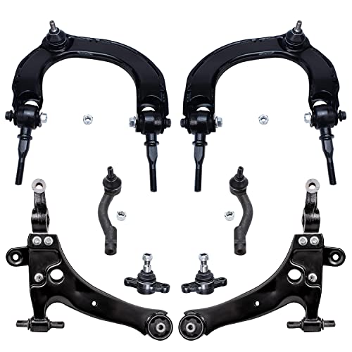 Image of Detroit Axle - Front Control Arm Kit for 2001-2005 Hyundai Sonata, 2001-2006 Kia Optima, 2 Upper Control Arm w /Ball Joints, 2 Lower Control Arms, 2 Lower Ball Joints, 2 Outer Tie Rods Replacement