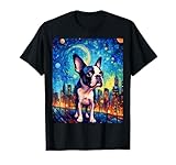 Photo Gallery cane boston terrier surreal starry night maglietta Photo Gallery cane boston terrier surreal starry night maglietta
