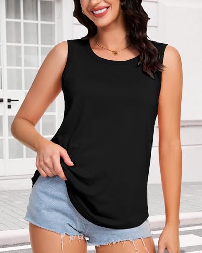 elescat Womens Tank Tops Summer Sleeveless Loose Fit Casual Tunic Top4