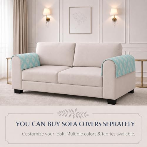 Image of STITCHNEST 'Verdant Rekhika Stories' Sofa Armrest Cover | Elegant Jacquard Fabric, Washable & Durable for Modern Living (18 x 22 Inches)