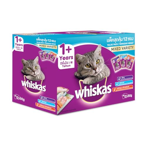 WHISKAS Pouch Multipack O/F + MAC + MAC and SALMON 80G (Pack of 12)