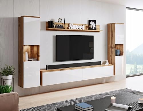 Muebles Slavic Ensemble de Meubles de Salon RTV Paris, 4 éléments, Meuble de Salon Moderne, Meuble TV, Meuble de Salon