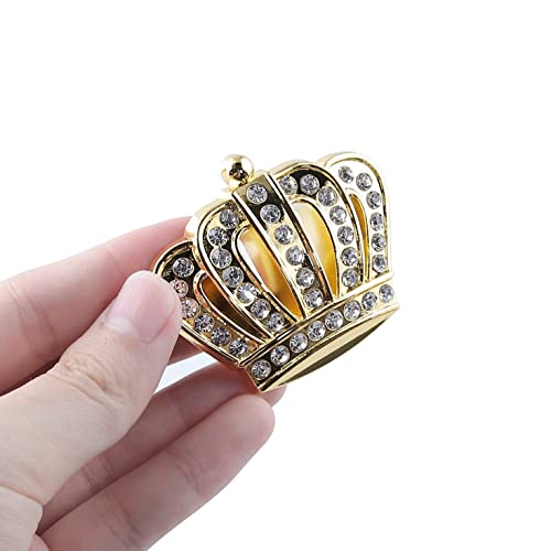 Image of 2PCS Bling Crown Crystal Diamond Crown Emblems Stickers Decals Decoration, Car Side Rear Trunk Emblem Universal Exterior & Interior Car Accessory (Gold Big)