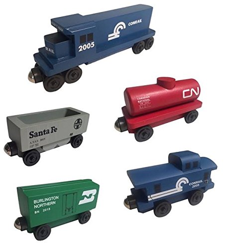 Whittle Shortline Railroad Conrail Railway GP-38 Diesel 5pc. Set - Wooden Toy Train Manufacturer