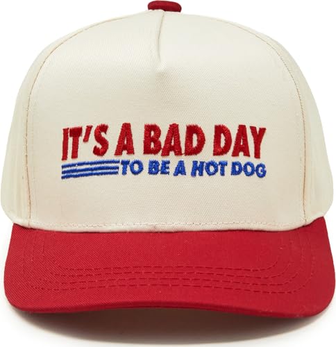 Funky Junque Kids Trucker Hat Baseball Cap - Its a Bad Day to be a Hot Dog - Red/Beige (Medium/Large - 2-9 Years)