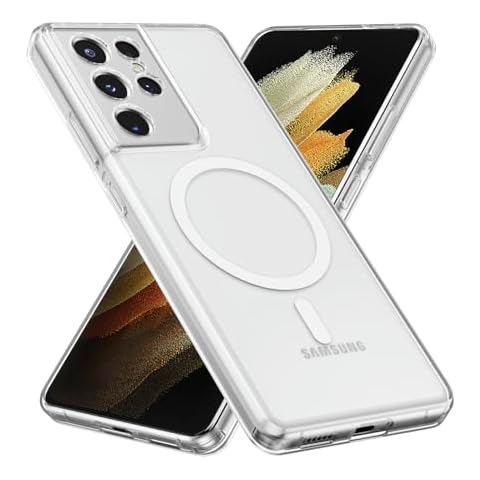 RALEAVO Magnetic Crystal Clear Case for Galaxy S21 Ultra Cover
