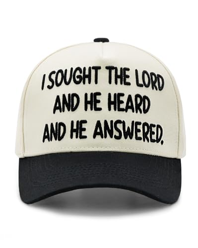 Waldeal Christian Hat - I Sought The Lord and He Heard and He Answered Trucker Hat Psalm 34:4 Bible Verse Religious Gifts for Men Women Black