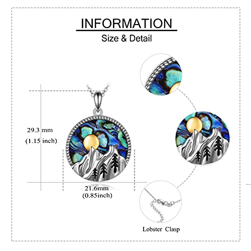 YFN Mountain Necklace Sterling Silver Abalone Shell Mountain Pendant Necklace Nature Jewelry Gift for Skiers, Hikers, Campers, Climbers and Nature Lovers4