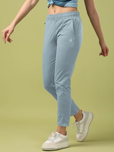 Image of TECHNOSPORT Women's Regular Fit Mid Rise Solid Track Pant with Antimicrobial, Stretchable for Gym, Workout & Sports and Regular Use