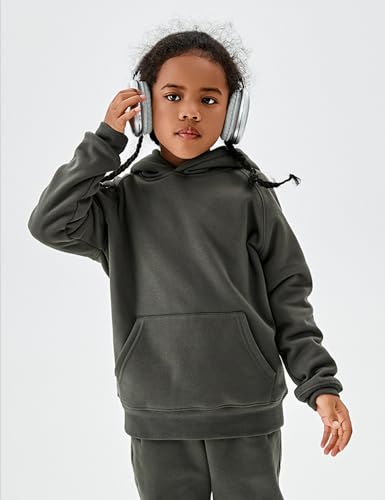 Image of Gihuo Unisex Boys Girls Winter Sherpa Lined Hoodie Kid's Fleece Pullover Hooded Sweatshirt
