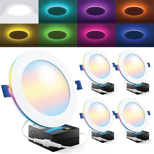 Sunco 4 Pack 6 Inch Smart Ultra Thin LED Recessed