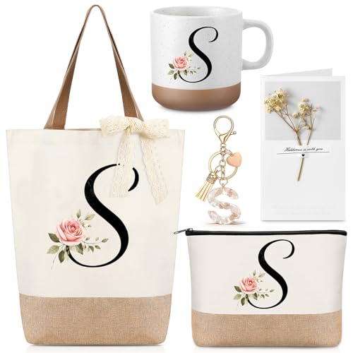 Sac Cabas Jute Personnalisé avec Trousse de Maquillage et Mug pour Femmes