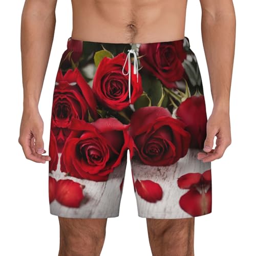 Short de bain séchage rapide homme floral rouge anti-humidité pour l'été