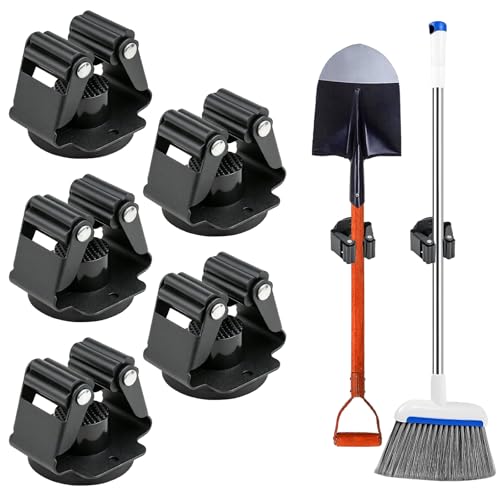 Acrridi 5Pcs Magnetic Broom Holder Wall Mount No-Drill