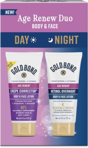 Gold Bond Age Renew Day & Night Duo Lotion Set for Body & Face, Crepe Corrector_& Retinol Overnight Lotion Visibly Firms Skin_& Visibly Smooths Skin, 8.6 oz (Pack of 12)