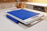 Karving King Kitchen Dripless Cutting Board 2 in 1 System | Non Slip Feet & Spikes Hold Food in Place while Carving | Juice Groove Fills Drip Collection Drawer for Gravy & Easy Clean Up | Blue