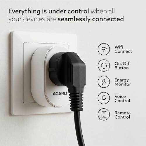 Image of AGARO Regency 16A Wi-Fi Smart Plug with Energy Monitoring & App Control, Compatible with Alexa & Google Assistant, Voice Control for Geyser, AC & Other Heavy Appliances, Timer & Scheduling, White