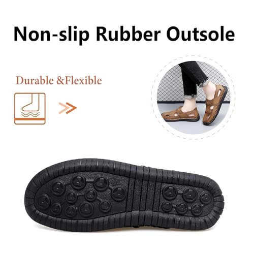 Asifn Mens Leather Sandals Lightweight Comfortable Fisherman Shoes Summer Outdoor Beach Hiking Casual Sports3
