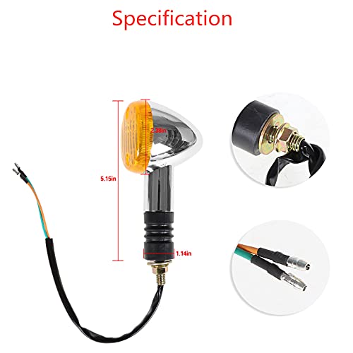 Lablt 2 Pcs Front Rear Turn Signal Blinker Indicator Light Fit For Motorcycle Amber Chrome #TOP4