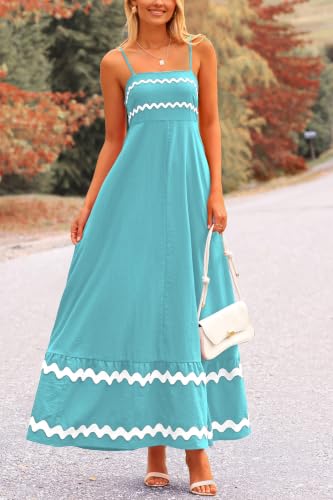 Image of PRETTYGARDEN Women's 2026 Summer Flowy Maxi Dress Casual Sleeveless Spaghetti Strap Ruffle Beach Long Dresses