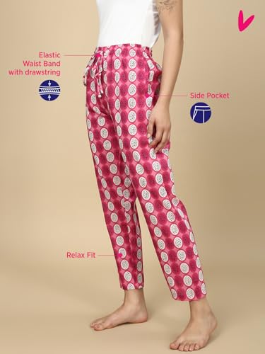 Image of PYNK by Lux Cozi Women's Cotton Printed Palazzo Pyjama Relaxed Lounge Pants | Super Soft Comfortable | Loungwear Pyjama Pant-Pack of 1