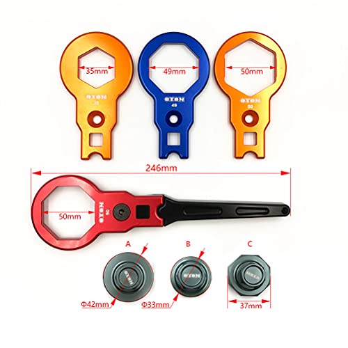 Image of OTOM Motorcycle Shock Absorber 50mm 49mm 35mm Fork Cap Wrench, Front Fork Compression Valve Removal Tool for XC-W /EXC 125 /150 /250 /350 /450 /500 SX /SXF /XC /XC-F Fork Cap Puller Tools