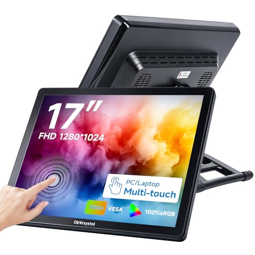 Image of 17-inch 10-point capacitive LED touchscreen monitor, true flat seamless touchscreen, 1280x1024 resolution, VGA /HDMI input, plug and play, driver-free, suitable for POS retail and catering systems