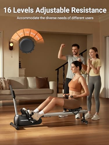 Image of KINGSMITH Rowing Machines for Home Foldable, Compact Row Machine, 400LB & 350LB Weight Capacity, Folding Rower Machine with Adjustable Resistance, Data Monitor, App Supported