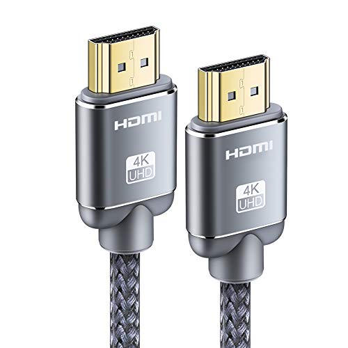 4K HDMI ケーブル 2 メートル - Snowkids ナイロン編組高速 HDMI 2.0 ケーブル 4K@60Hz 18Gbps HDMI ケーブル互換 3D、イーサネット機能、4K UHD 2160p ビデオ、HD 1080p- グレー
